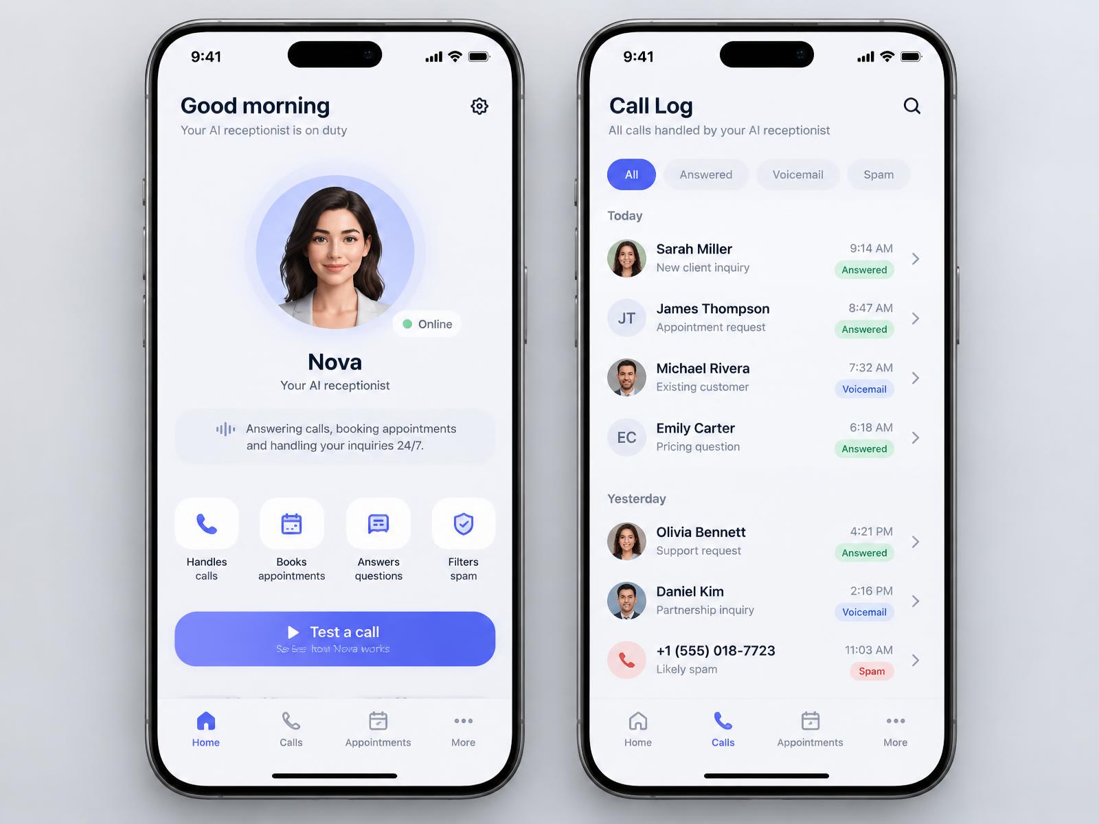 AI Receptionist — Mobile App · SaaS